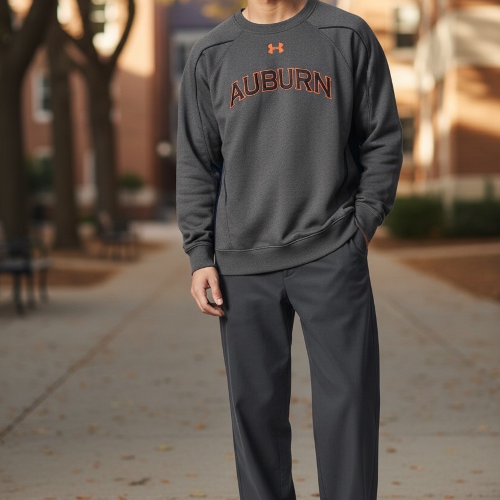 Under Armour Auburn Gray Crewneck Sweatshirt with Orange Logo